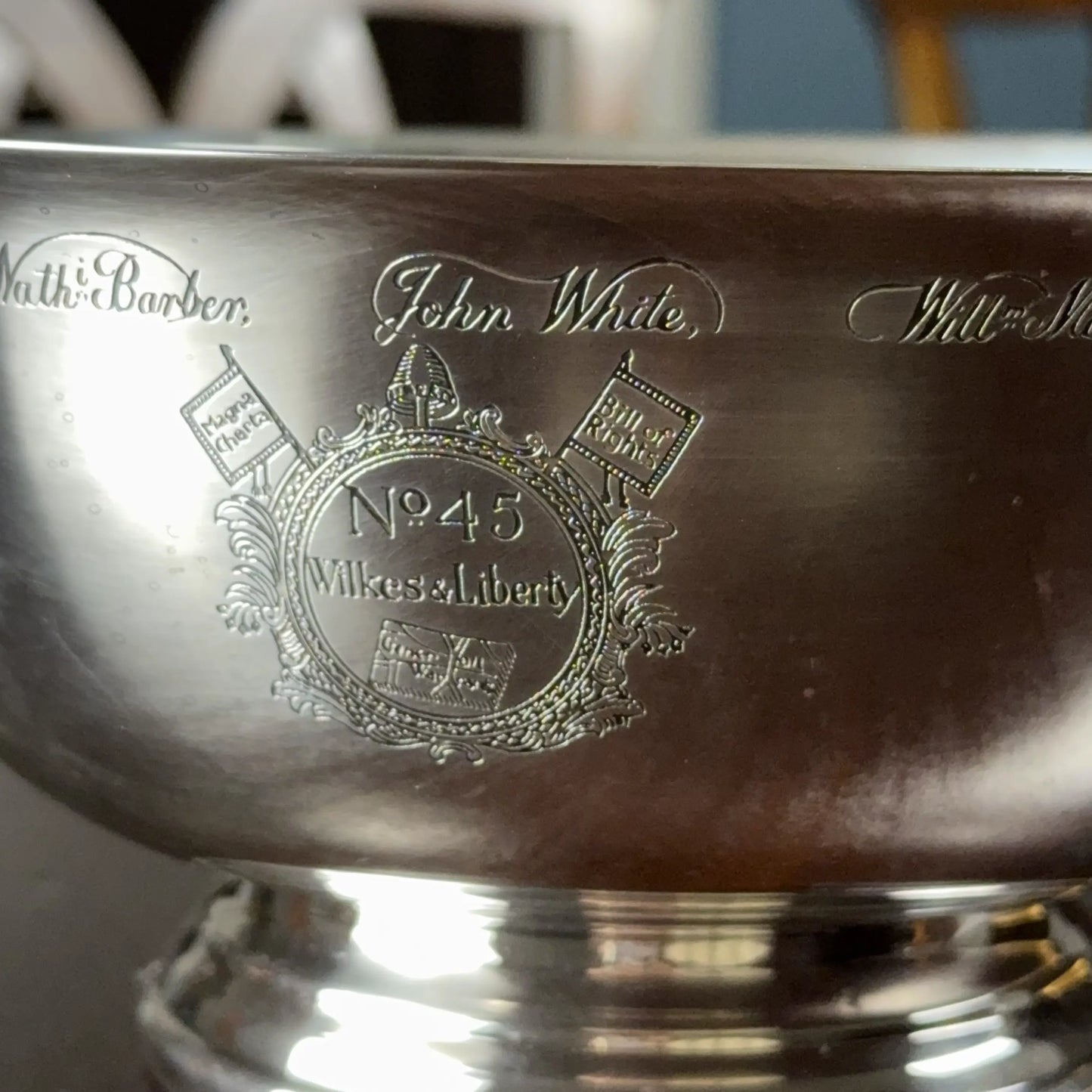 The Sons of Liberty Bowl — A silver-plated replica of the one made by Paul Revere