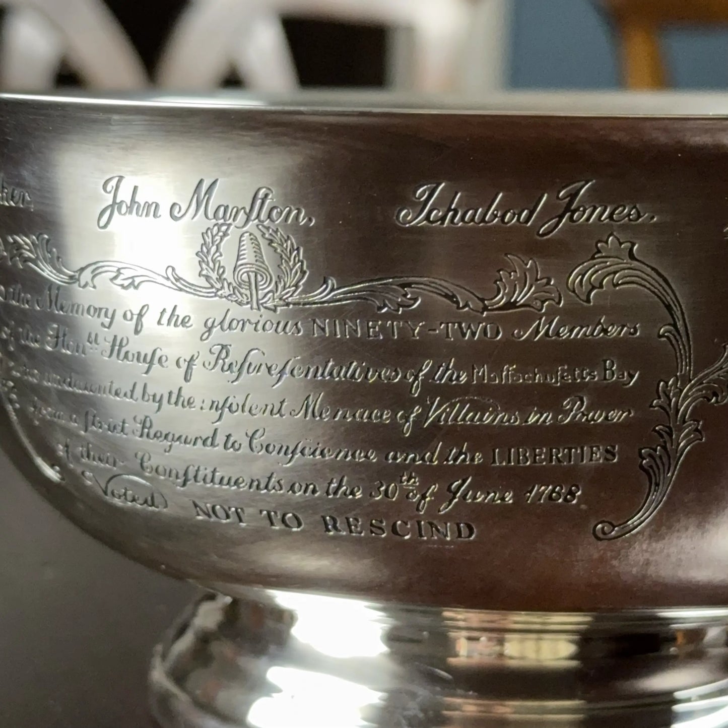 The Sons of Liberty Bowl — A silver-plated replica of the one made by Paul Revere