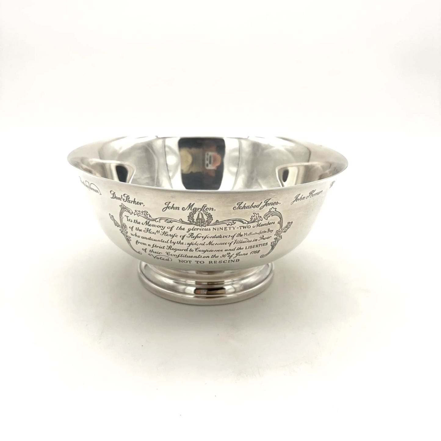The Sons of Liberty Bowl — A silver-plated replica of the one made by Paul Revere