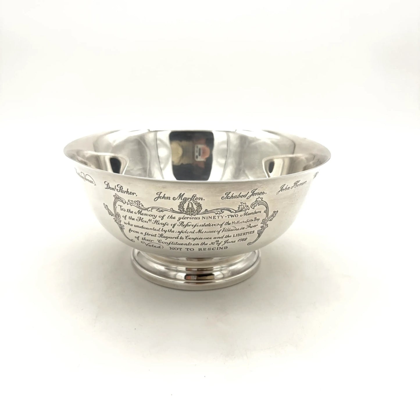 The Sons of Liberty Bowl — A silver-plated replica of the one made by Paul Revere