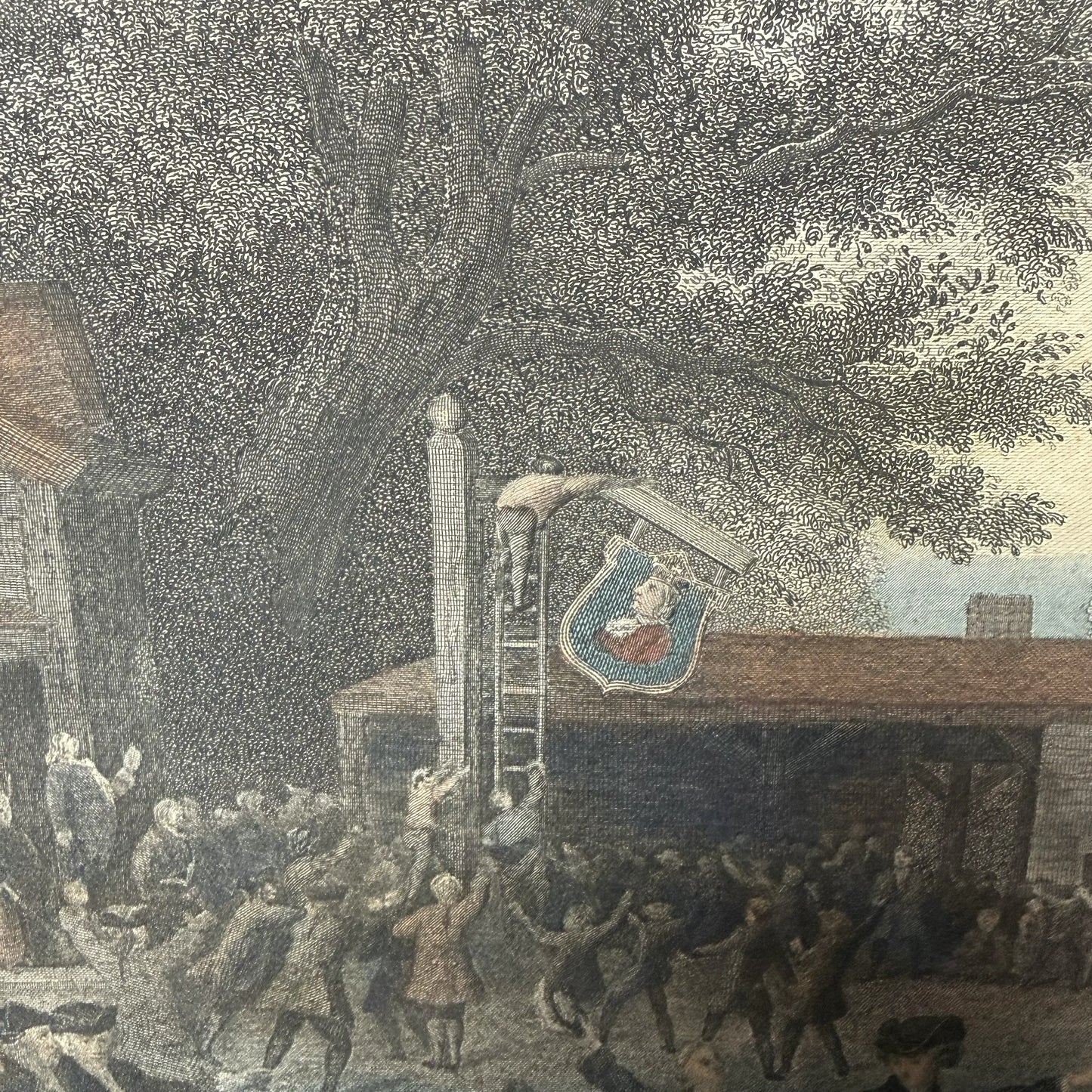 "Raising the Liberty Pole" — 1888 — Hand-colored engraving — 1888