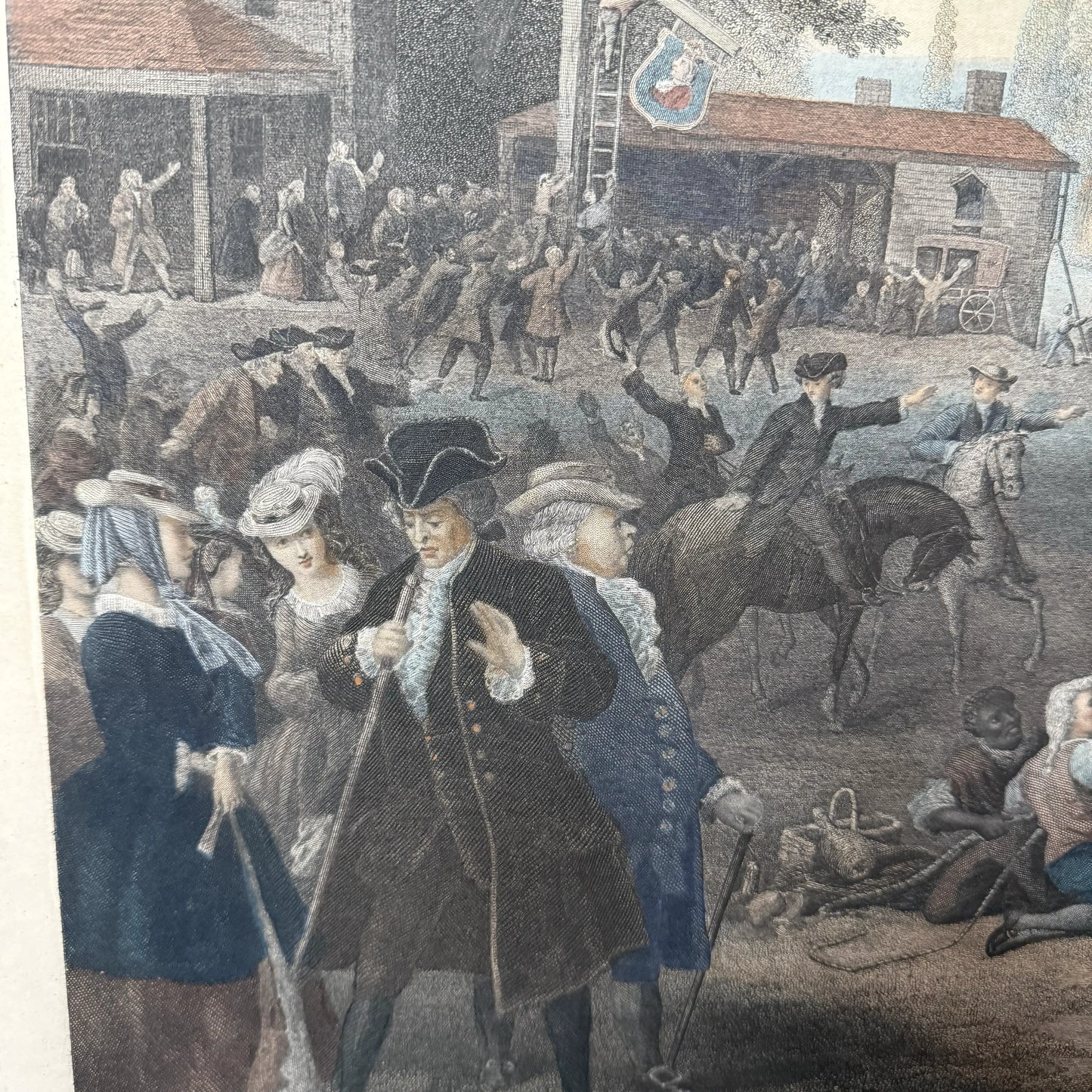 "Raising the Liberty Pole" — 1888 — Hand-colored engraving — 1888