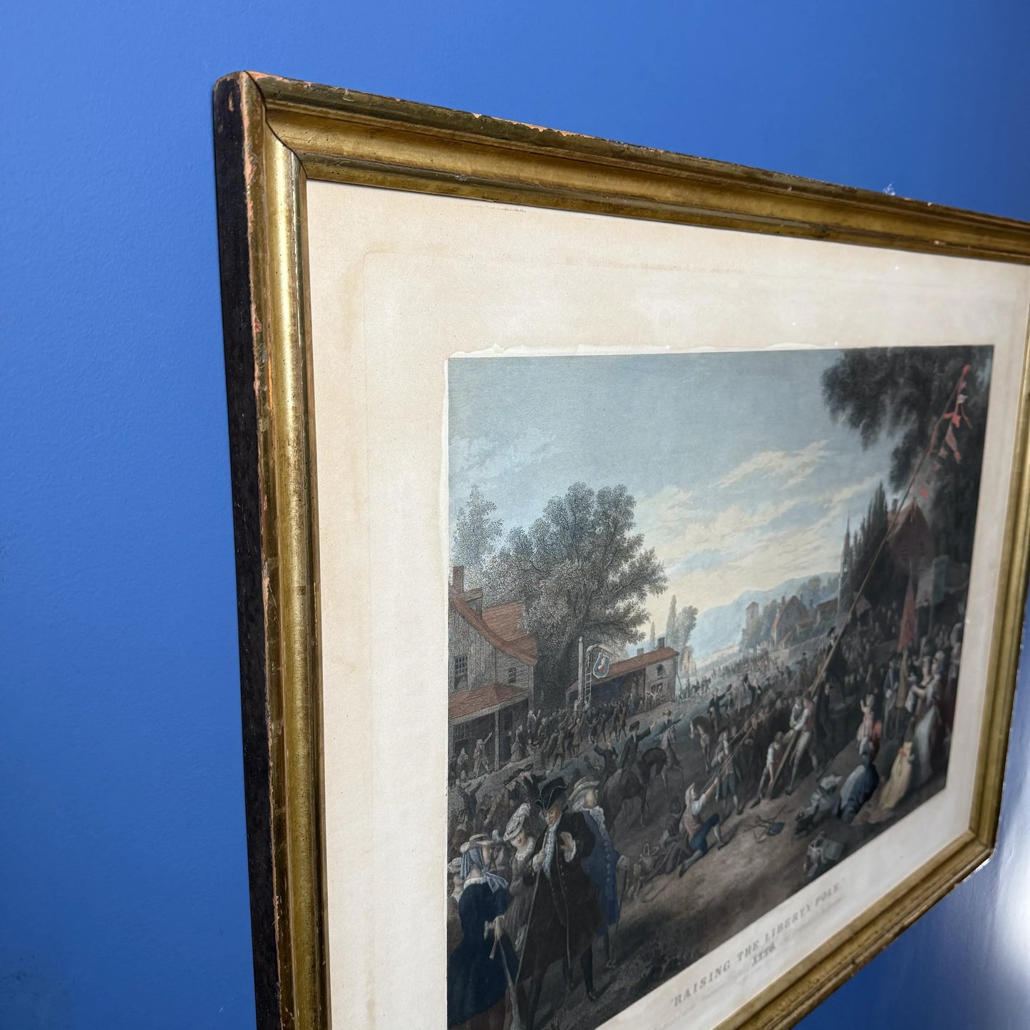 "Raising the Liberty Pole" — 1888 — Hand-colored engraving — 1888