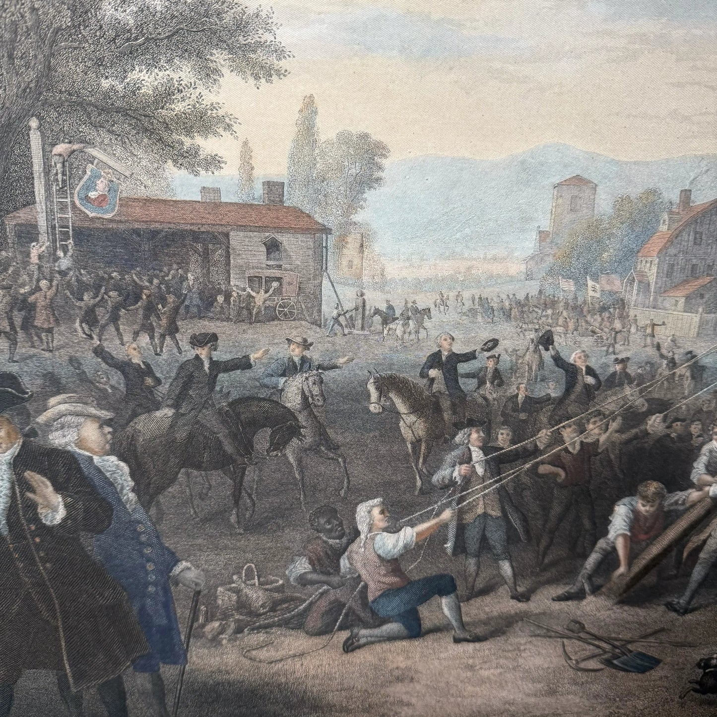 "Raising the Liberty Pole" — 1888 — Hand-colored engraving — 1888