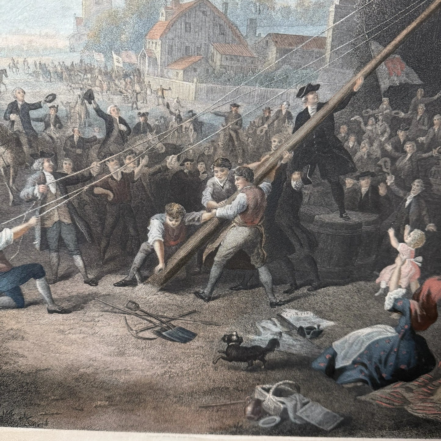"Raising the Liberty Pole" — 1888 — Hand-colored engraving — 1888