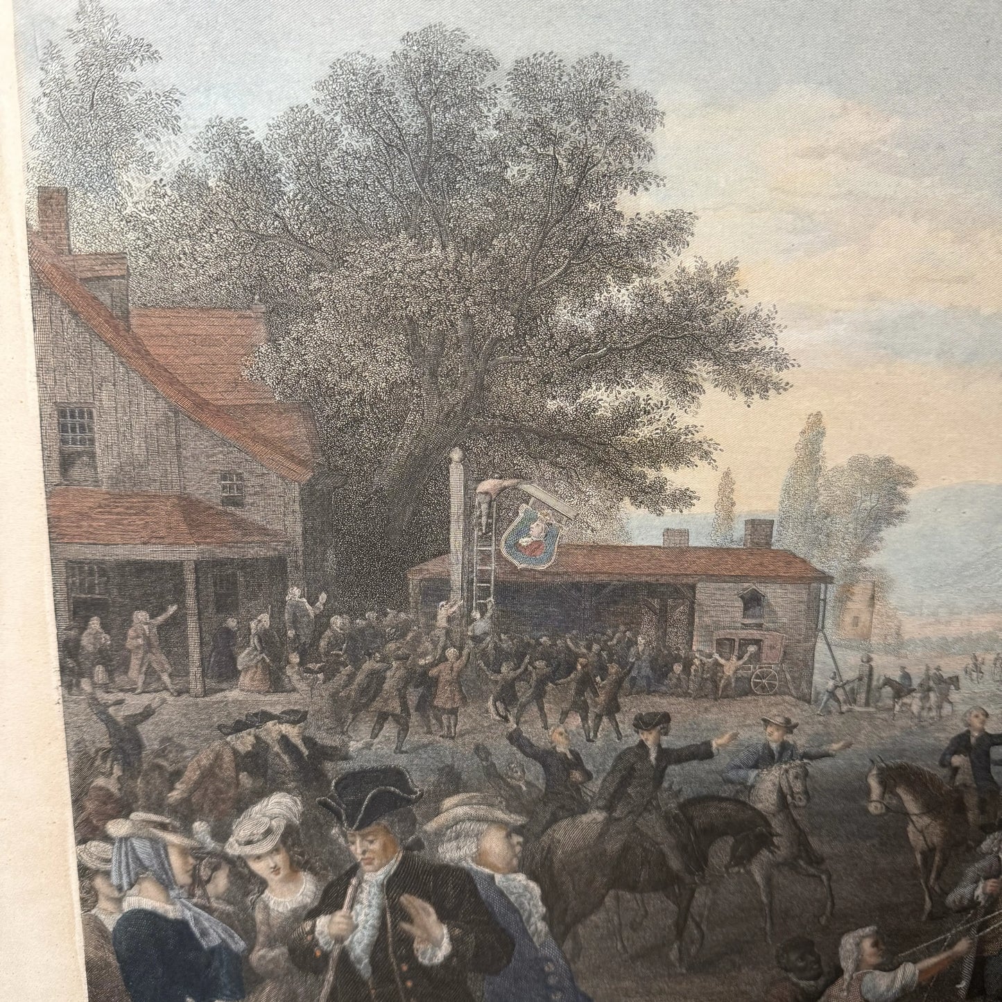 "Raising the Liberty Pole" — 1888 — Hand-colored engraving — 1888