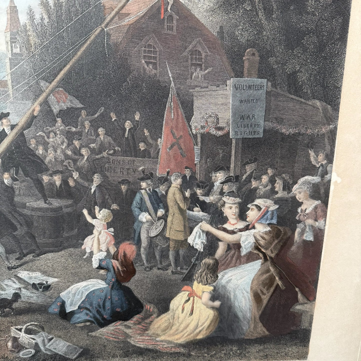 "Raising the Liberty Pole" — 1888 — Hand-colored engraving — 1888
