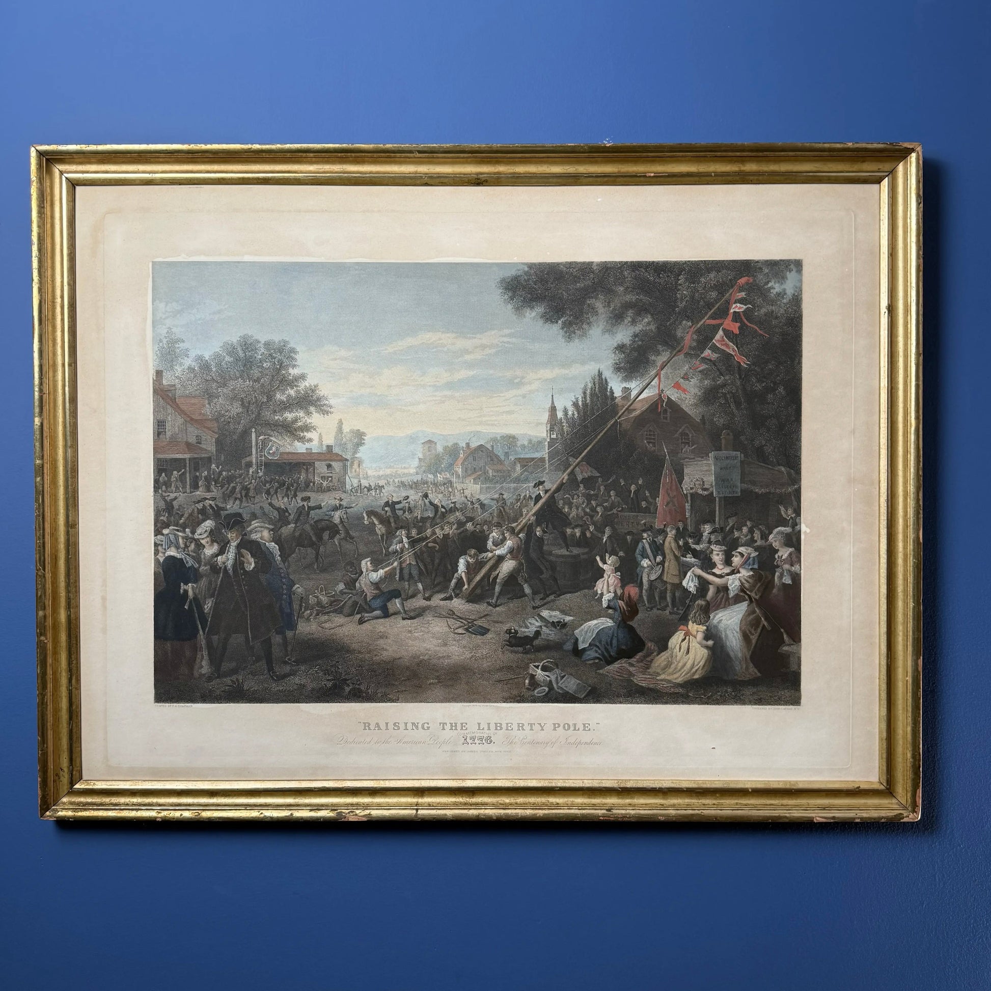 "Raising the Liberty Pole" — 1888 — Hand-colored engraving — 1888 from The History List Store.