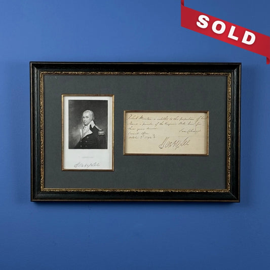 1792 Handwritten Note Signed by “Light-Horse Harry” Lee as Governor — Framed with Engraved Portrait