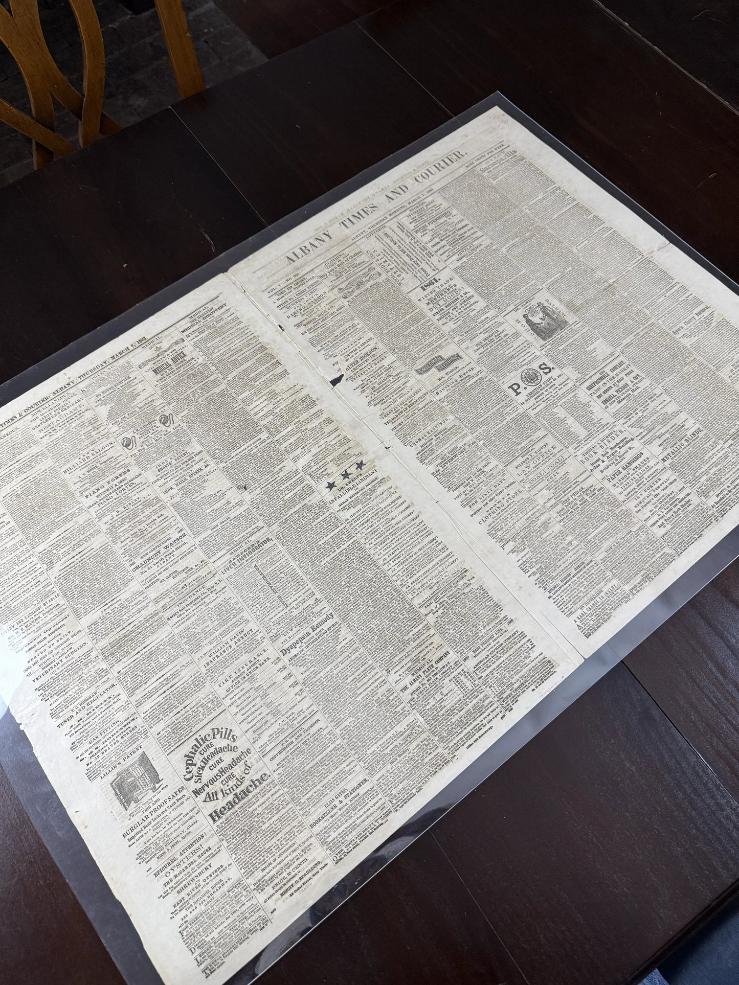 March 7, 1861 issue of the Albany Times and Courier reports Lincoln en route to Inauguration