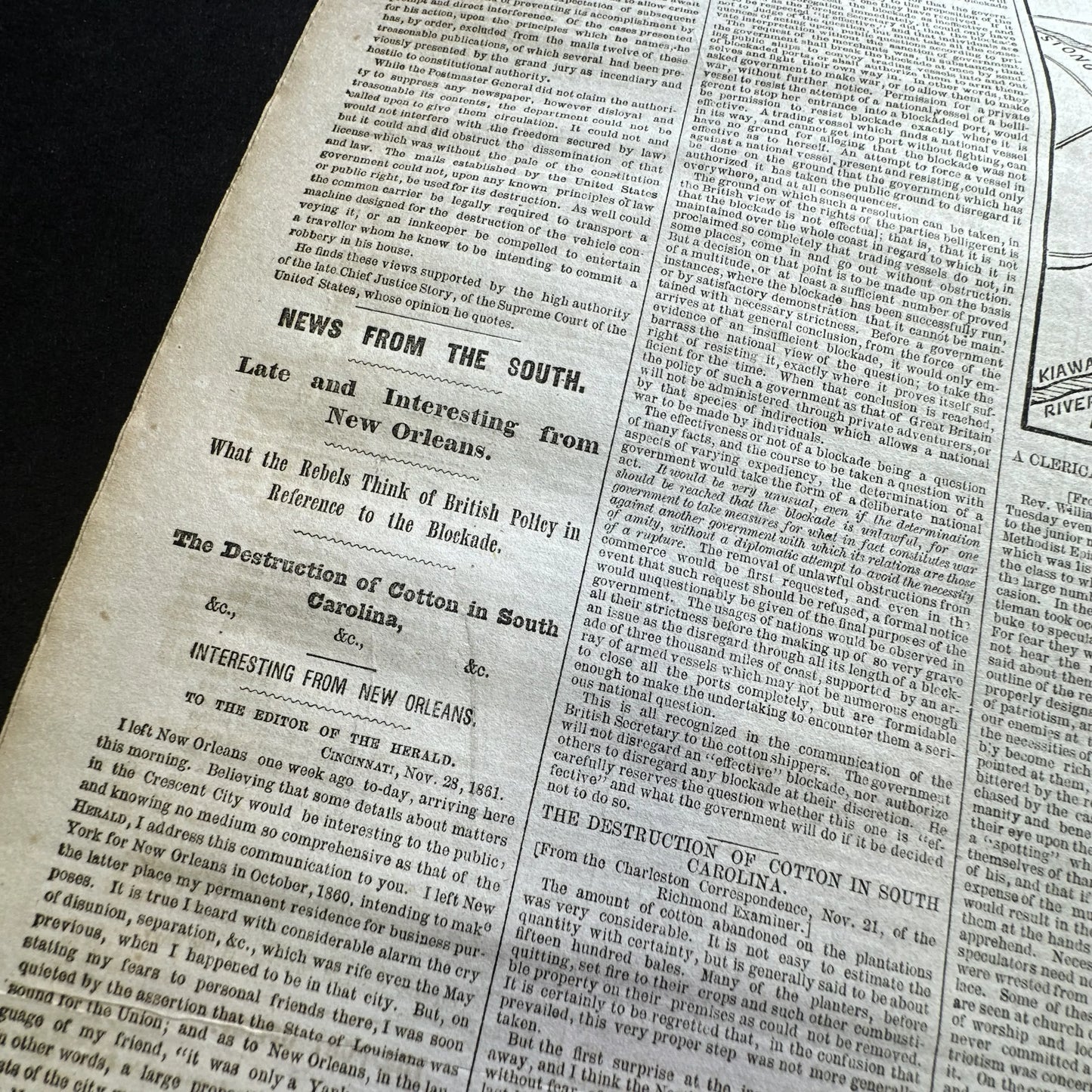 1861 Newspaper reporting Lincoln’s First State of the Union Address