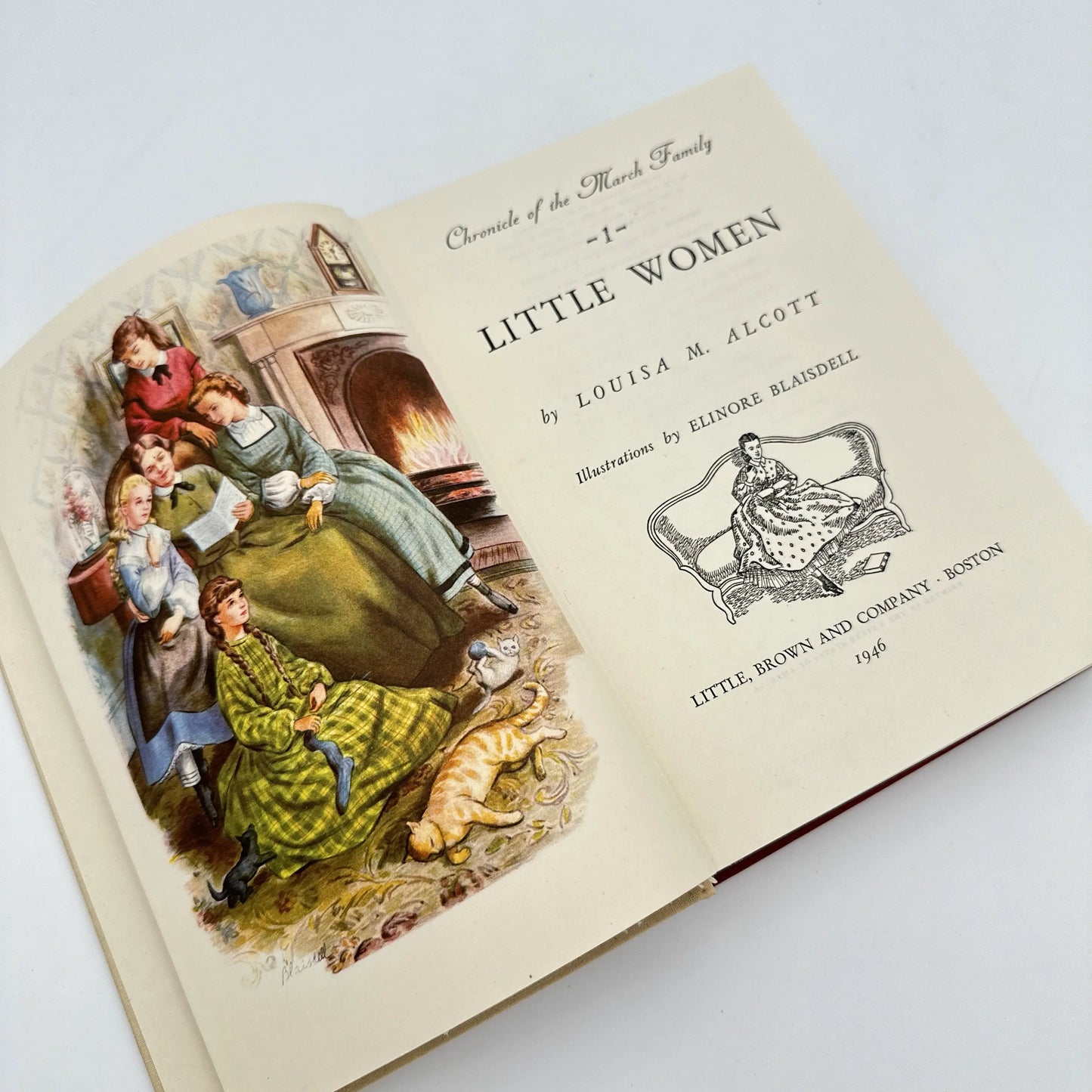 1946 Little Women and Little Men by Louisa May Alcott - Two volumes