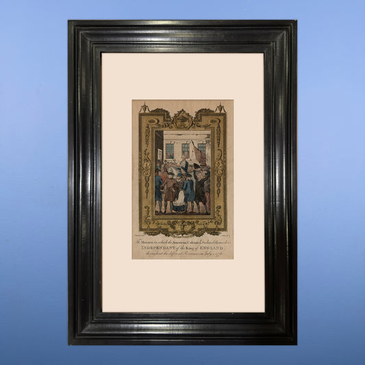 Declaring Independence hand-colored engraving c. 1783 - In a hand-made solid wood frame from The History List Store