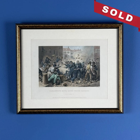 1862 "Massachusetts Militia Passing Through Baltimore" — Framed print