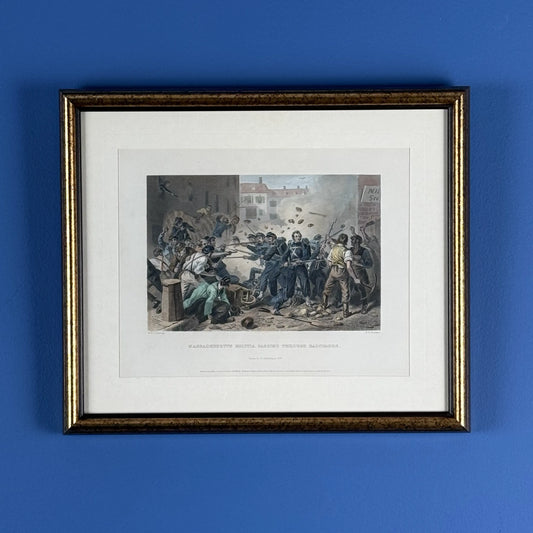 1862 "Massachusetts Militia Passing Through Baltimore" — Framed print