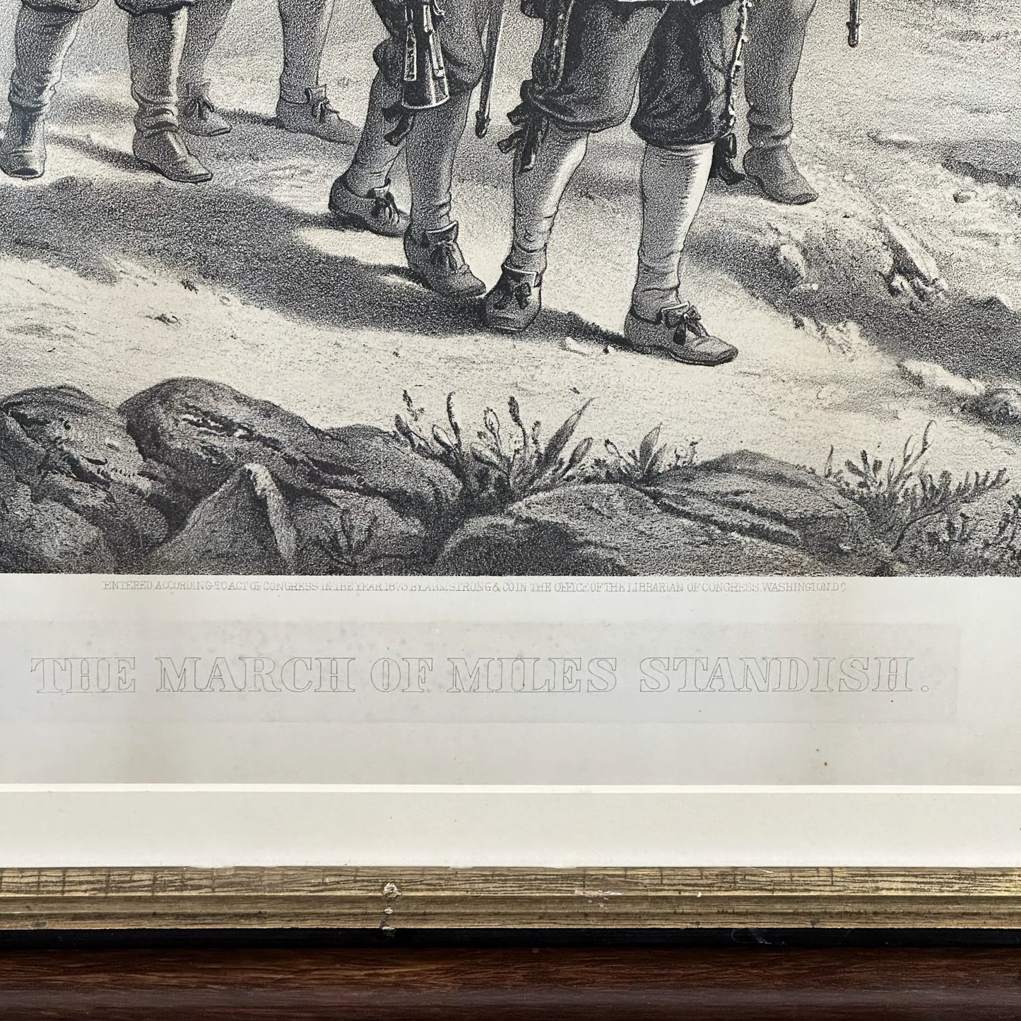 "The March of Miles Standish" — Framed, matted 1873 print