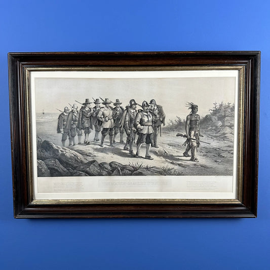 "The March of Miles Standish" — Framed, matted 1873 print