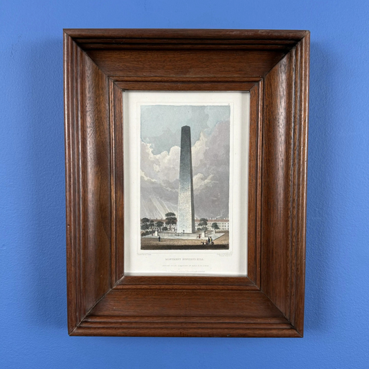 "Monument Bunker's Hill" — 1831 — Colored print in an antique frame