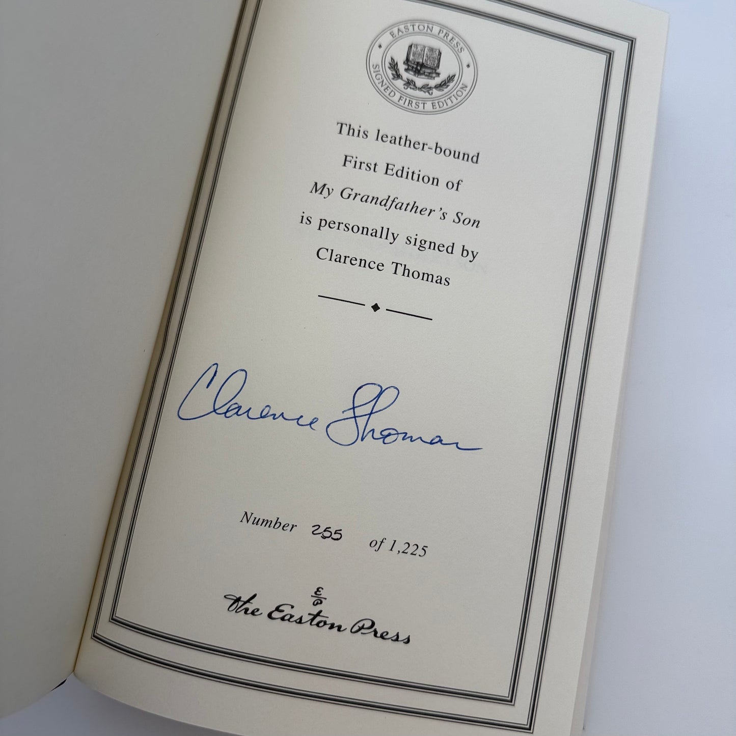 "My Godfather's Son: A Memoir" - Signed by Supreme Court Justice Clarence Thomas - Leather-bound, gilt-edged limited edition