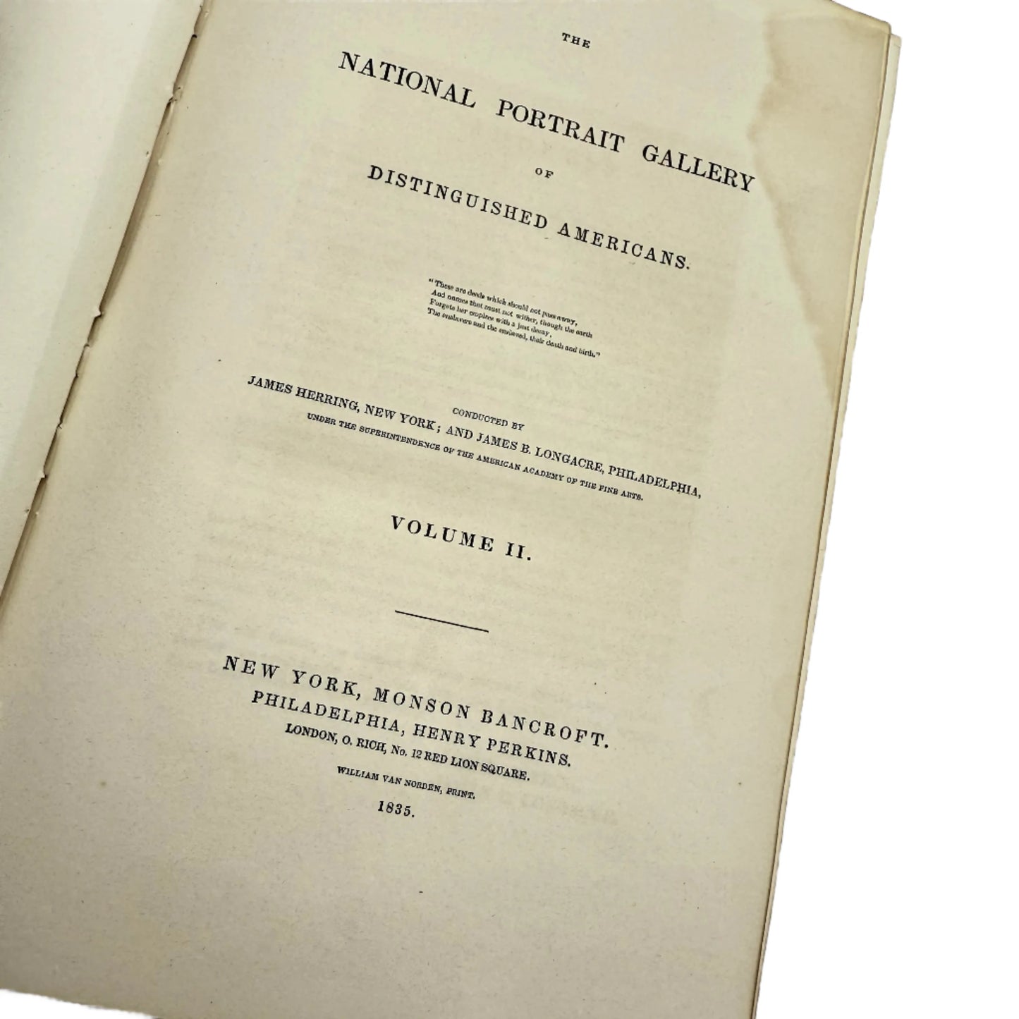 "The National Portrait Gallery of Distinguished Americans" by James Herring and James Barton Longacre — Two volume set