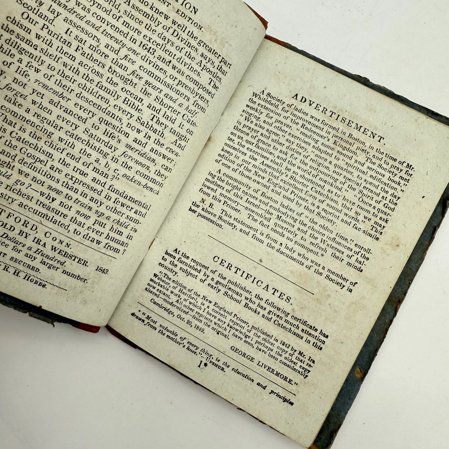 "New England Primer Improved" — 1849 printing of an 1844 reprint of a 1691 book