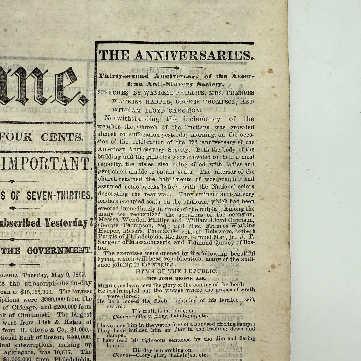 Lincoln Assassination Trial — New-York Tribune — May 10, 1865 — Reporting on the first day of the trial