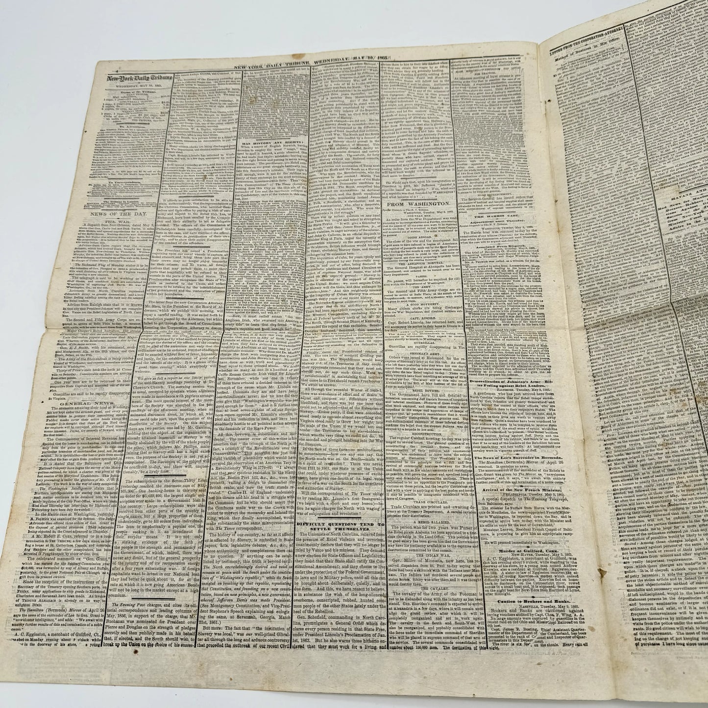 Lincoln Assassination Trial — New-York Tribune — May 10, 1865 — Reporting on the first day of the trial