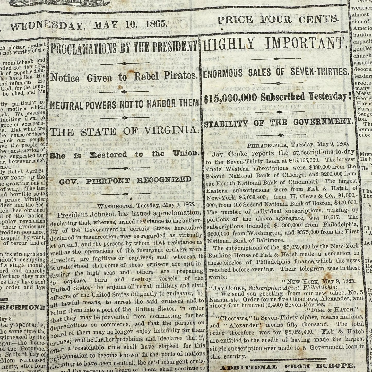 Lincoln Assassination Trial — New-York Tribune — May 10, 1865 — Reporting on the first day of the trial