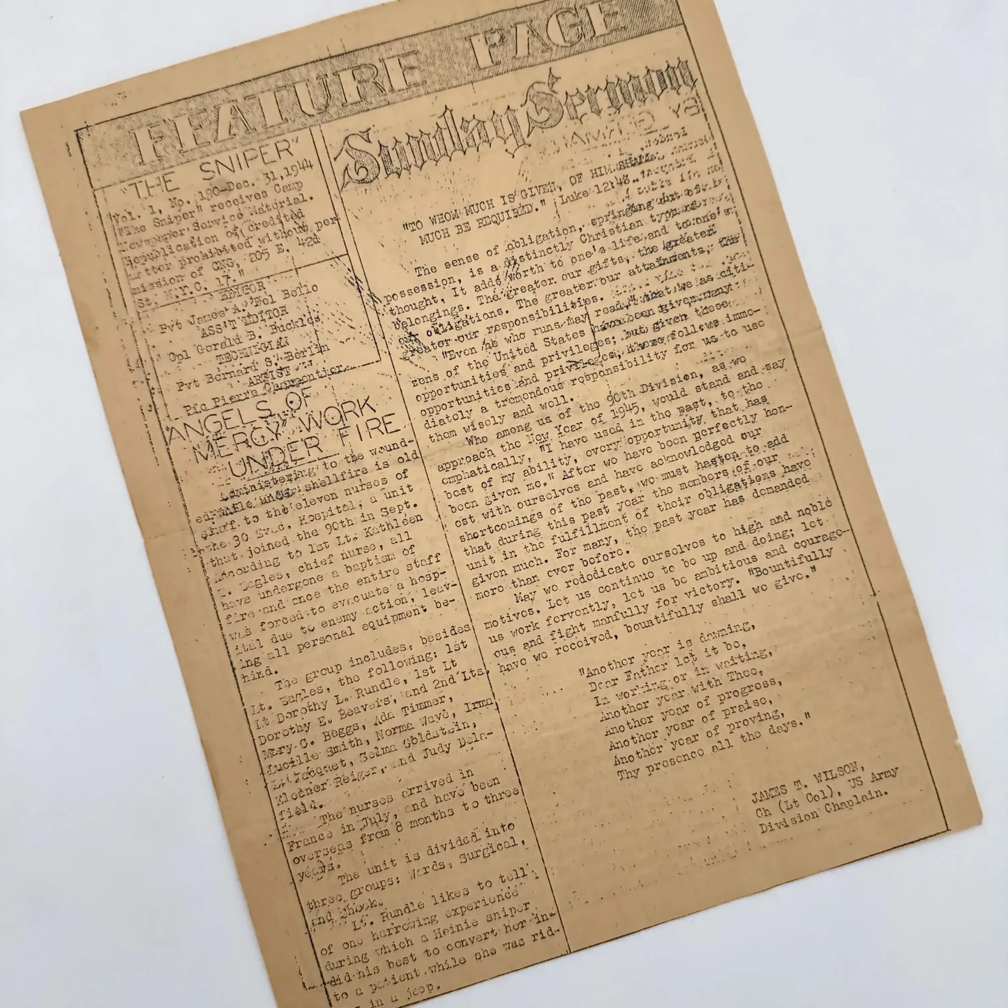 Battle of the Bulge 90th Infantry Division newspapers printed in the field