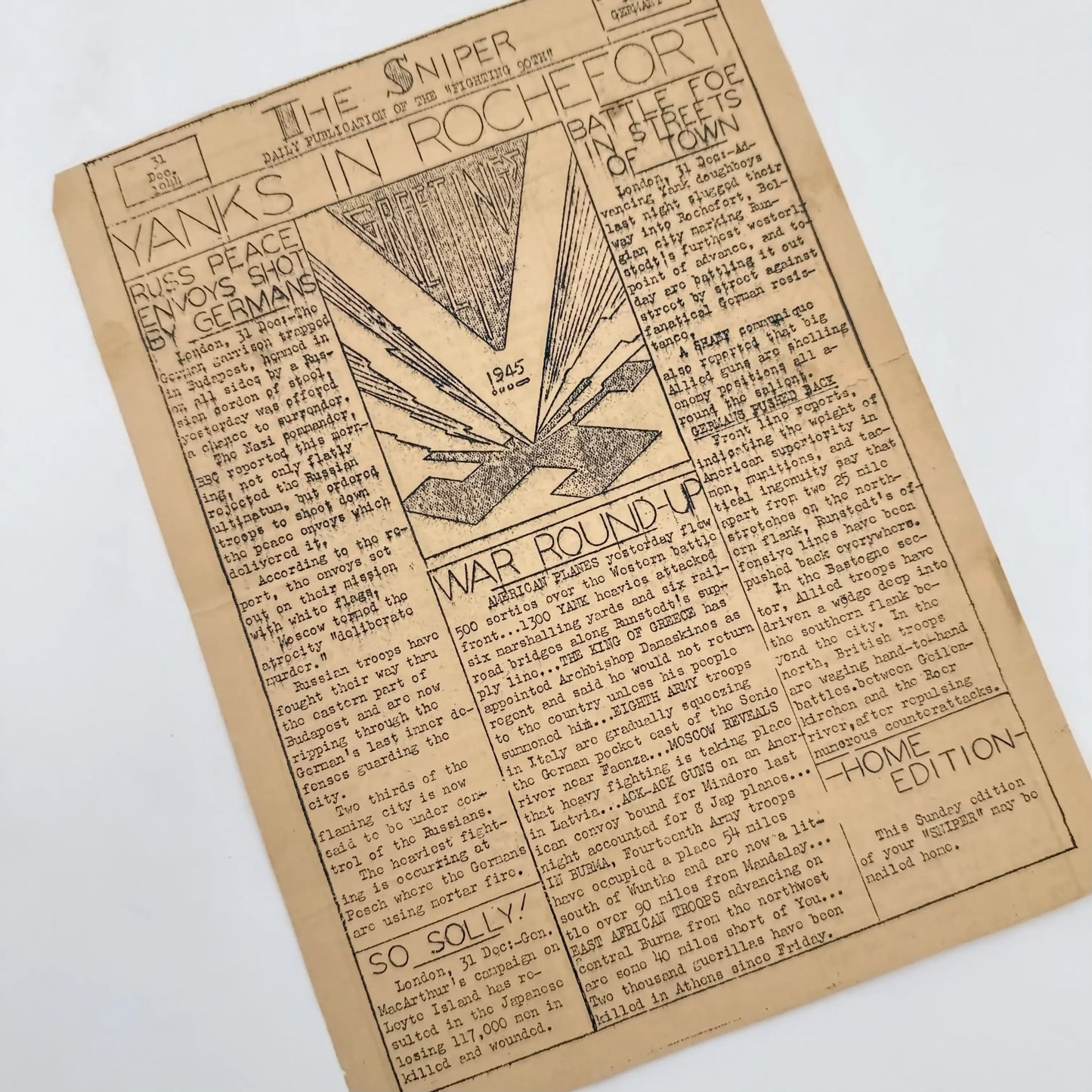 Battle of the Bulge 90th Infantry Division newspapers printed in the field