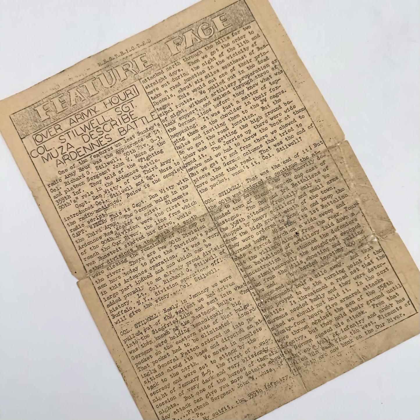 Battle of the Bulge 90th Infantry Division newspapers printed in the field