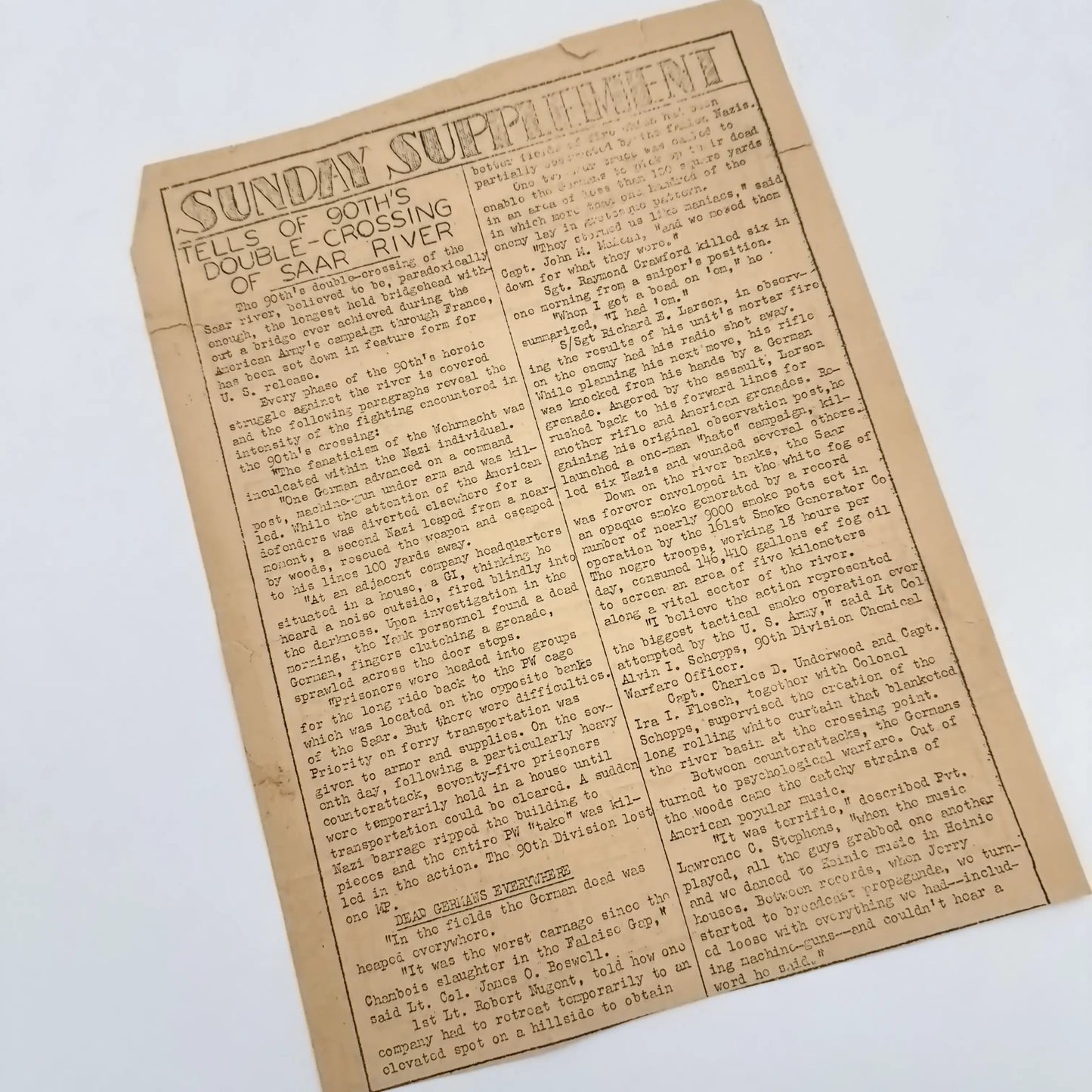 Battle of the Bulge 90th Infantry Division newspapers printed in the field