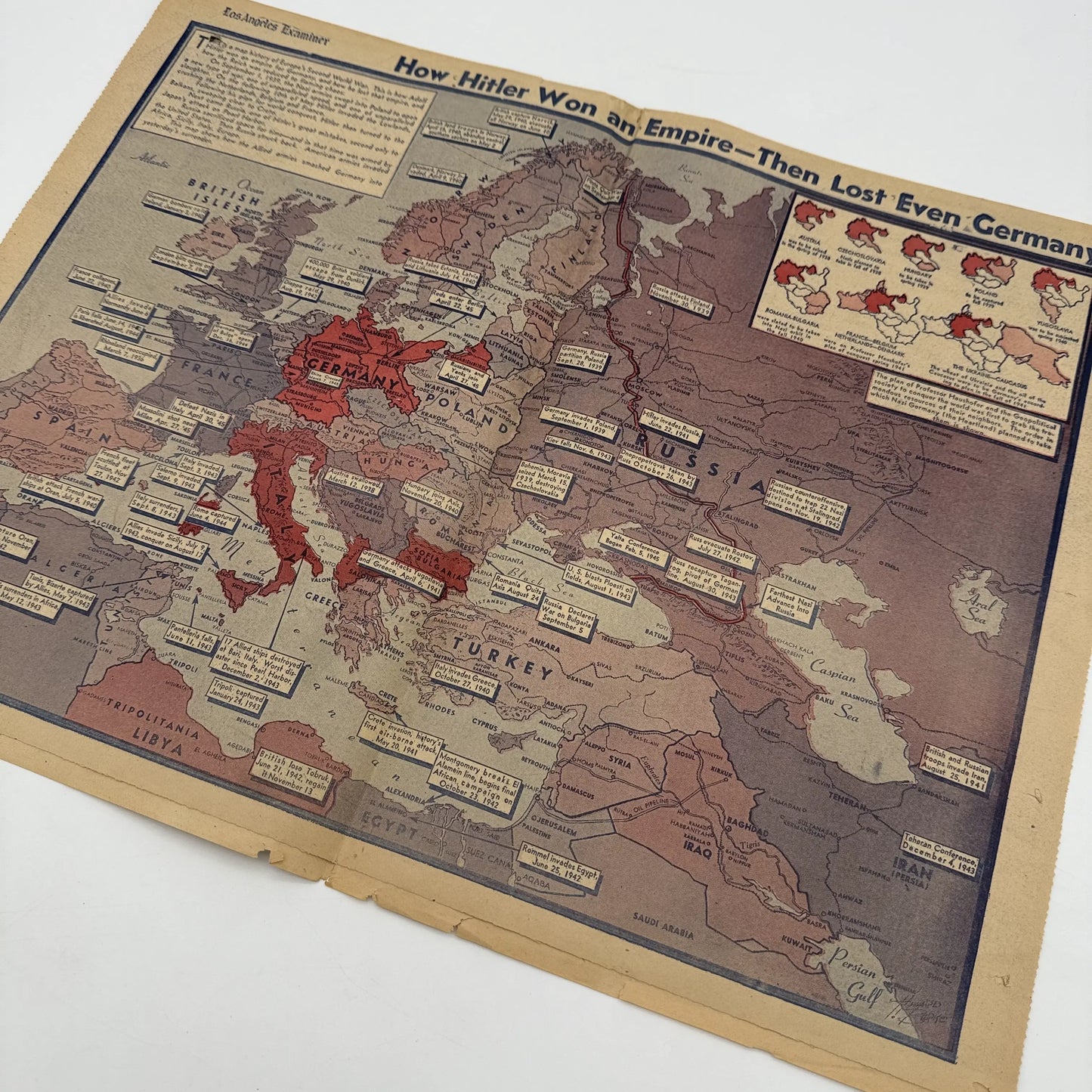 Los Angeles Examiner — "Nazis Surrender" — May 7, 1945 — With large color map