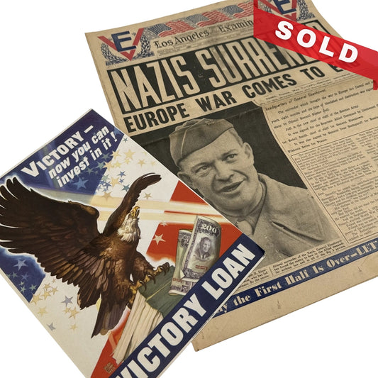 Los Angeles Examiner — "Nazis Surrender" — May 7, 1945 — With large color map