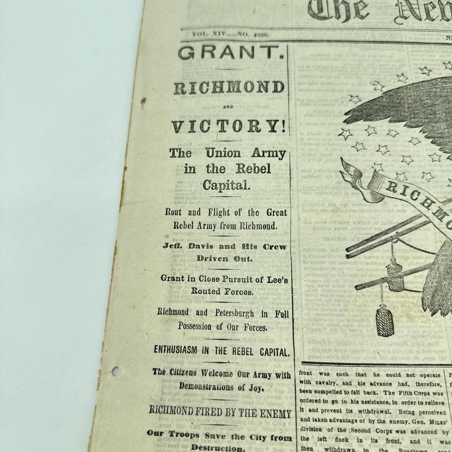 "The New-York Times" reporting on General Grant and the Fall of Richmond — New York, April 4, 1865