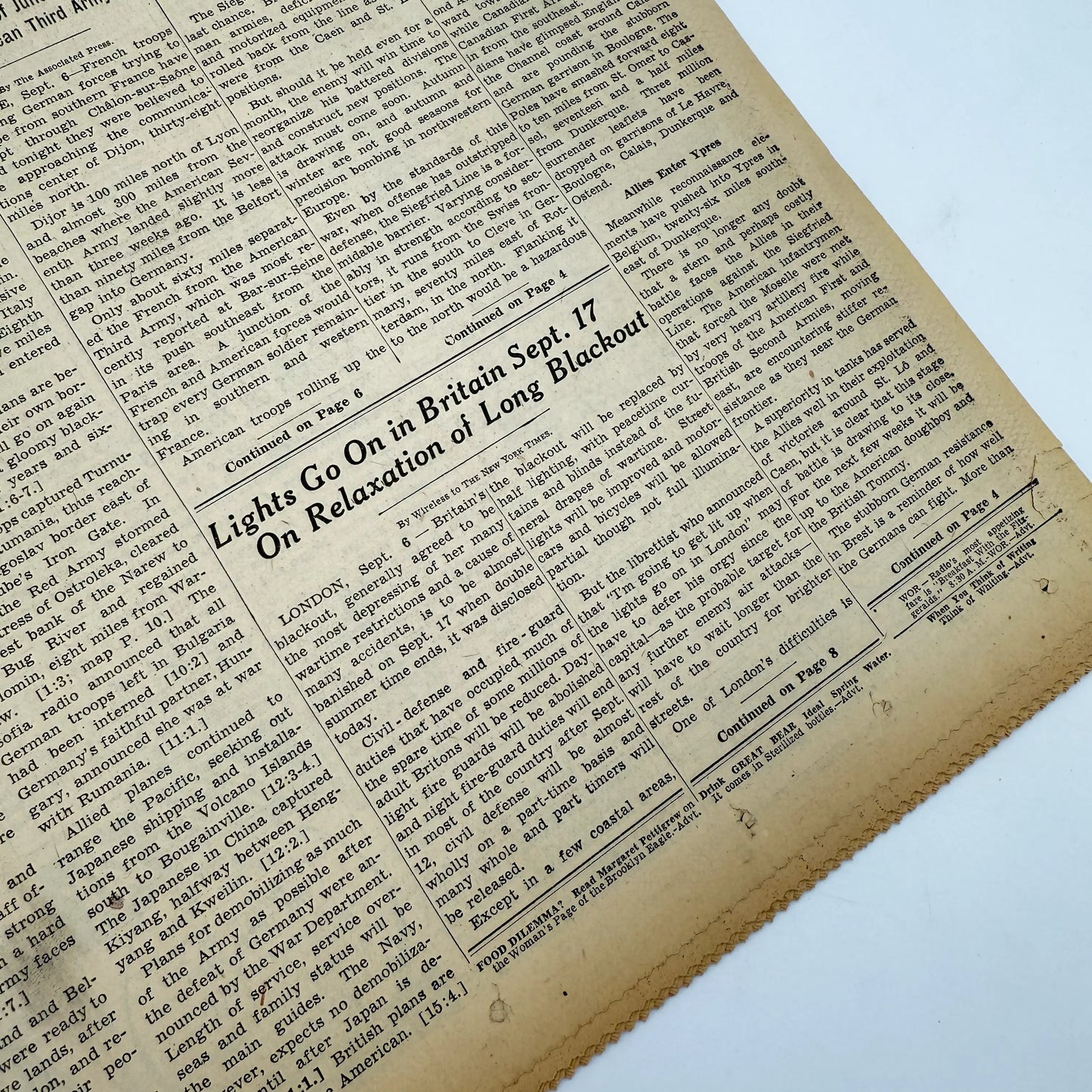 The New York Times — September 6 - 9, 1944 — Sold as a set
