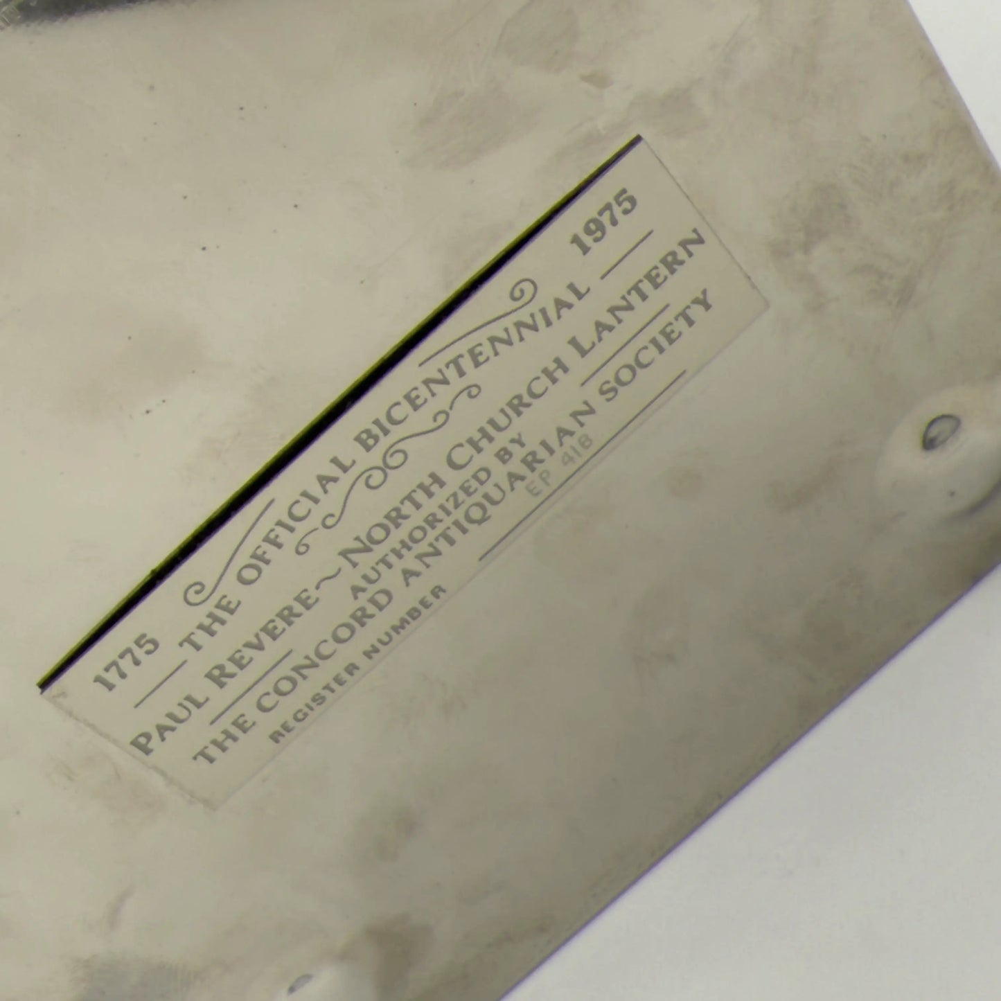Paul Revere - Old North Church Bicentennial Lantern —  Numbered EP 416 — Authorized by the Concord Antiquarian Society