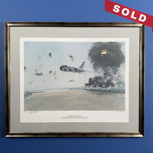 "Operation Pierce-Arrow" — Signed by Vice Admiral James Bond Stockdale and the artist, Robert Grant Smith