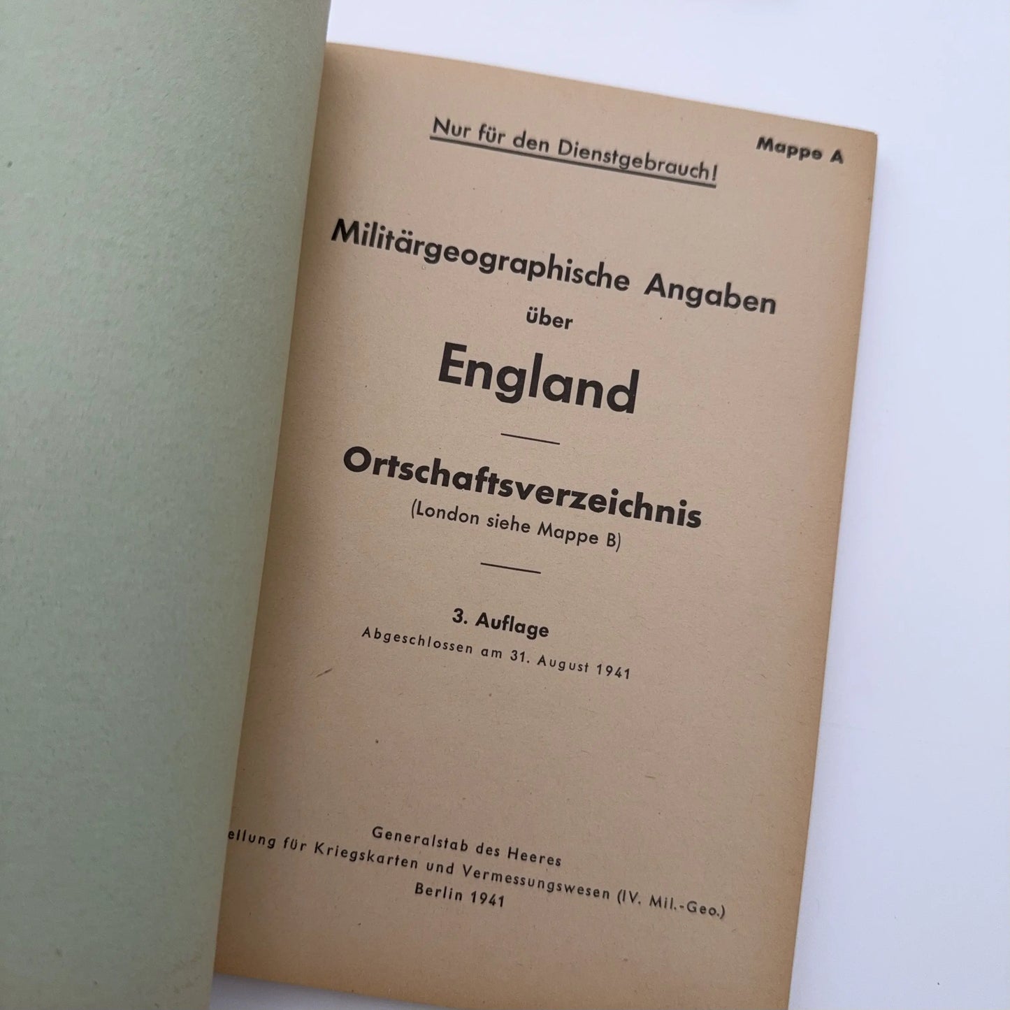Operation Sea Lion | Folder A: Military geographic information about England