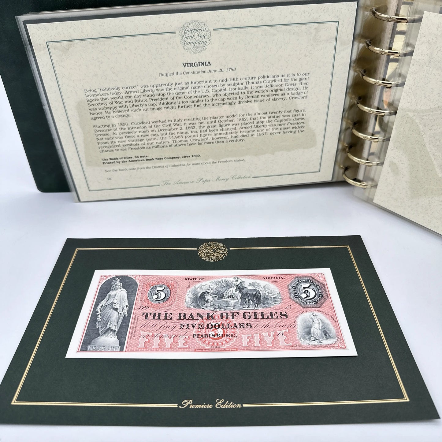 The American Paper Money Collection with 36 unique proof banknotes printed from the original plates