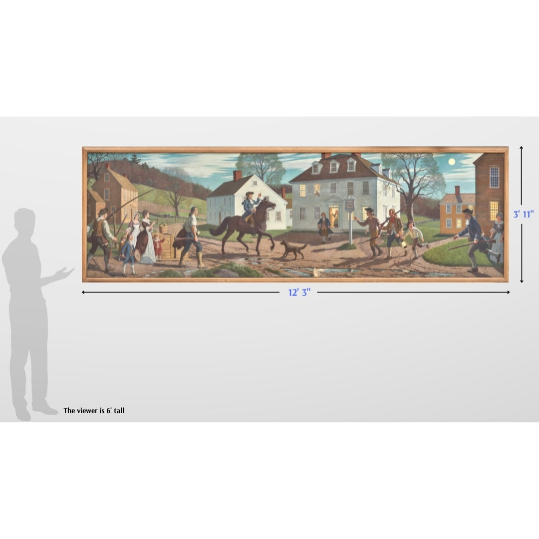 12' wide canvas mural — "Paul Revere Halts to Warn the Farmers on His Way to Lexington, 1775" — A. Lassell Ripley