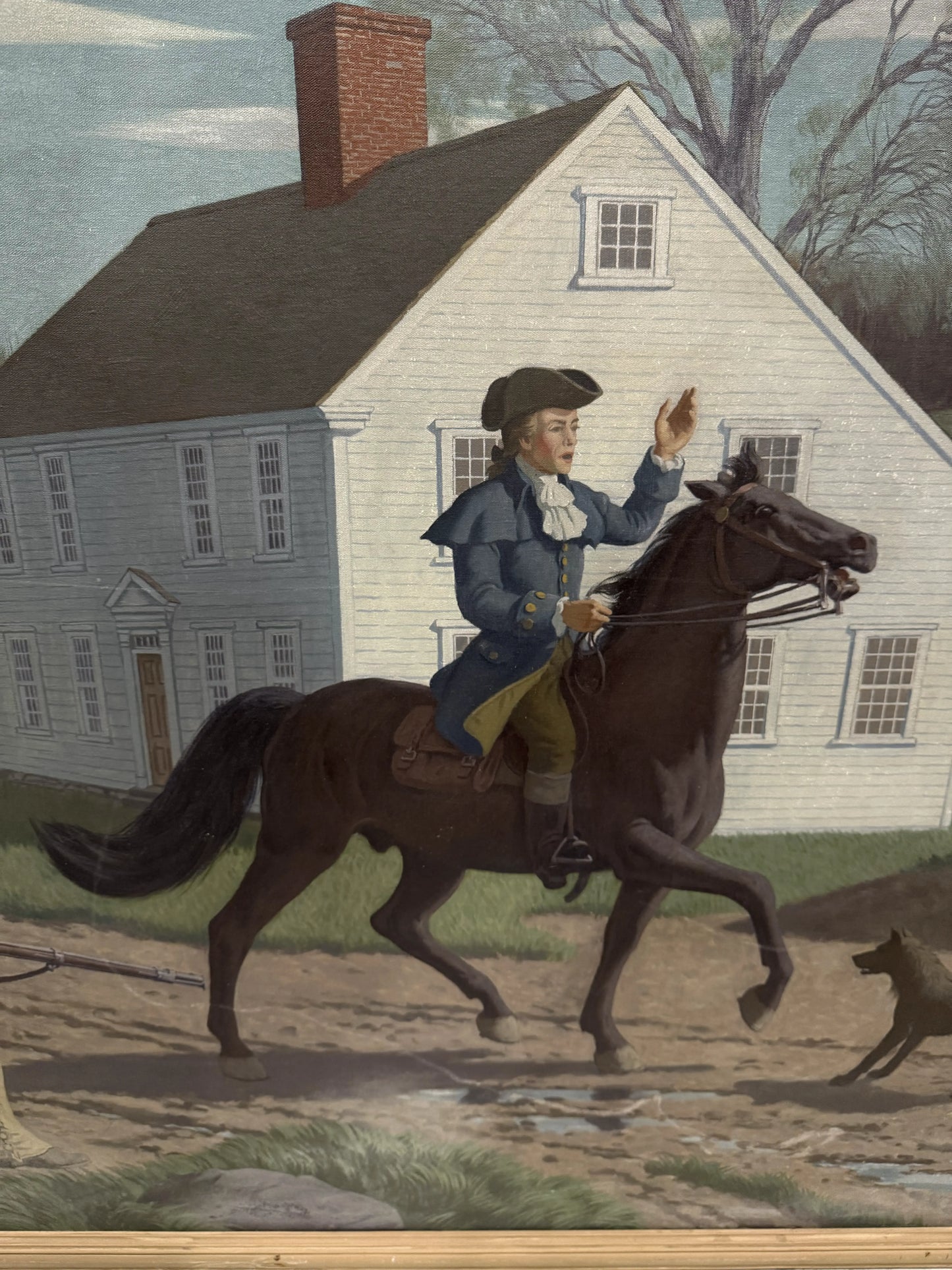 12' wide canvas mural — "Paul Revere Halts to Warn the Farmers on His Way to Lexington, 1775" — A. Lassell Ripley