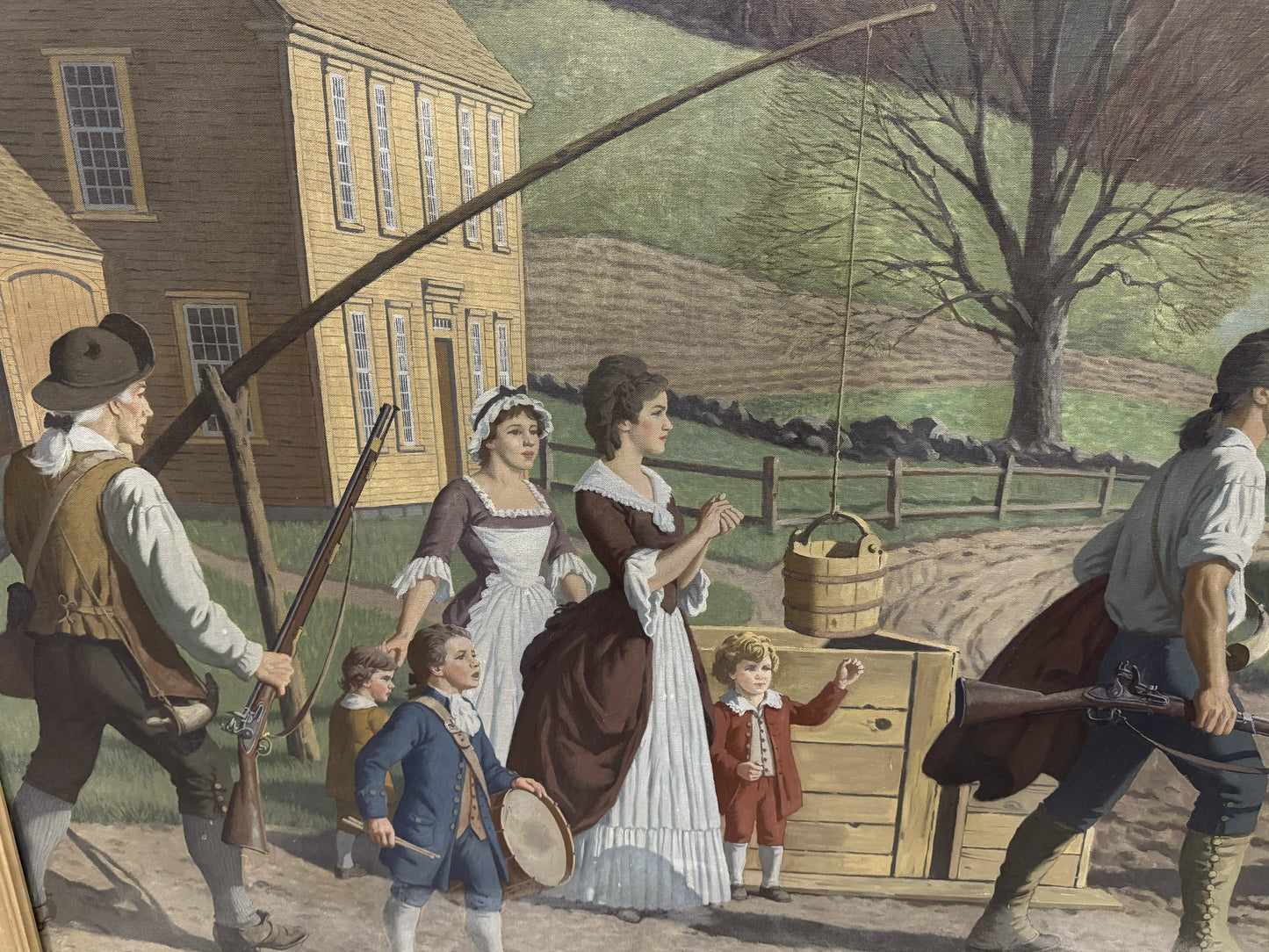 12' wide canvas mural — "Paul Revere Halts to Warn the Farmers on His Way to Lexington, 1775" — A. Lassell Ripley