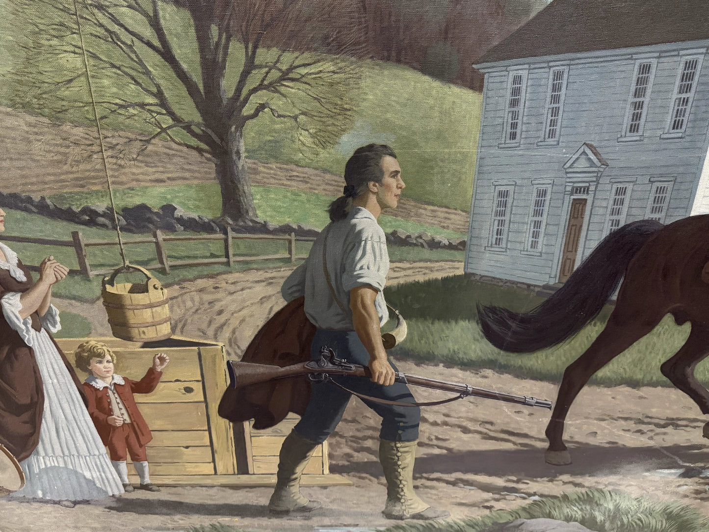 12' wide canvas mural — "Paul Revere Halts to Warn the Farmers on His Way to Lexington, 1775" — A. Lassell Ripley