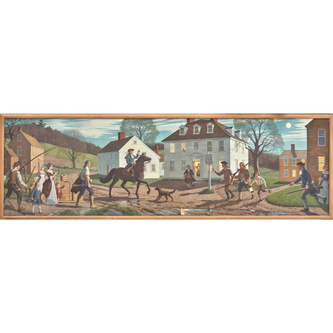 12' wide canvas mural — "Paul Revere Halts to Warn the Farmers on His Way to Lexington, 1775" — A. Lassell Ripley