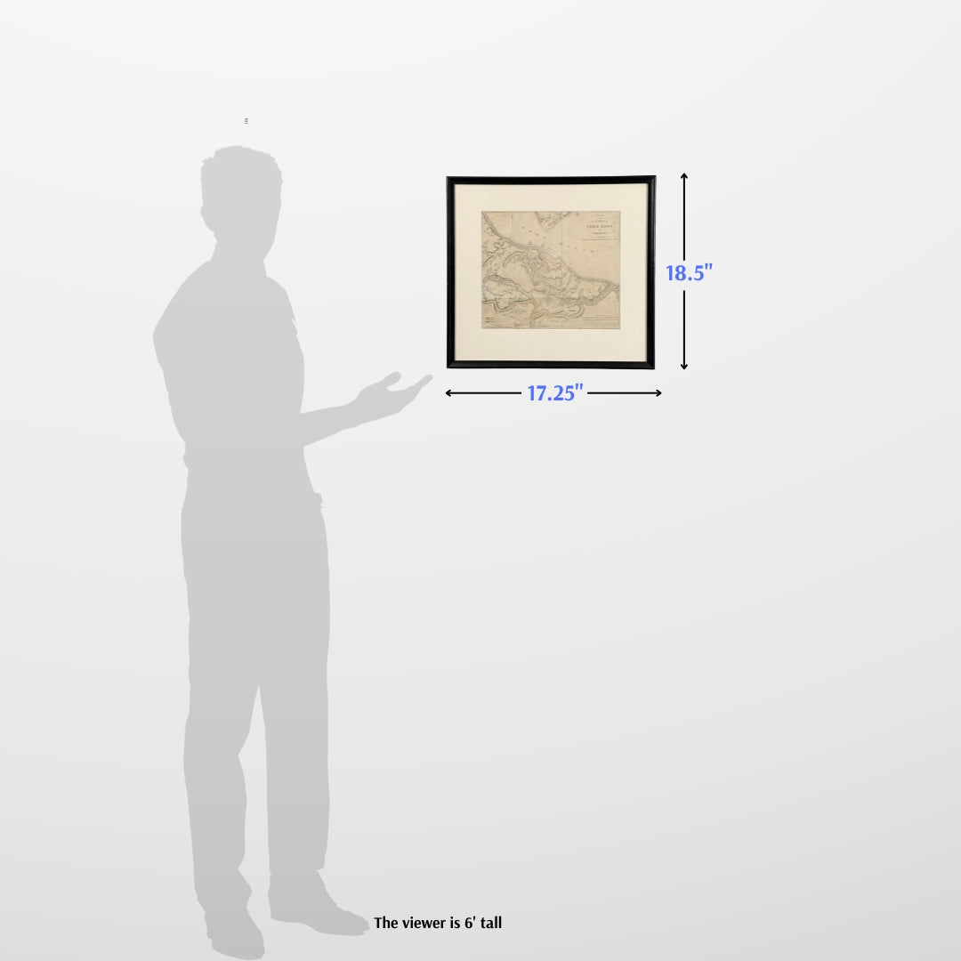Engraved and hand-colored 1794 plan of the siege of Yorktown — Framed