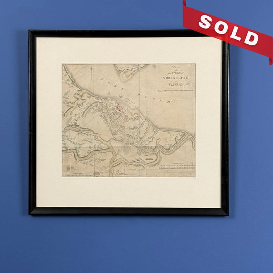 Engraved and hand-colored 1794 plan of the siege of Yorktown — Framed