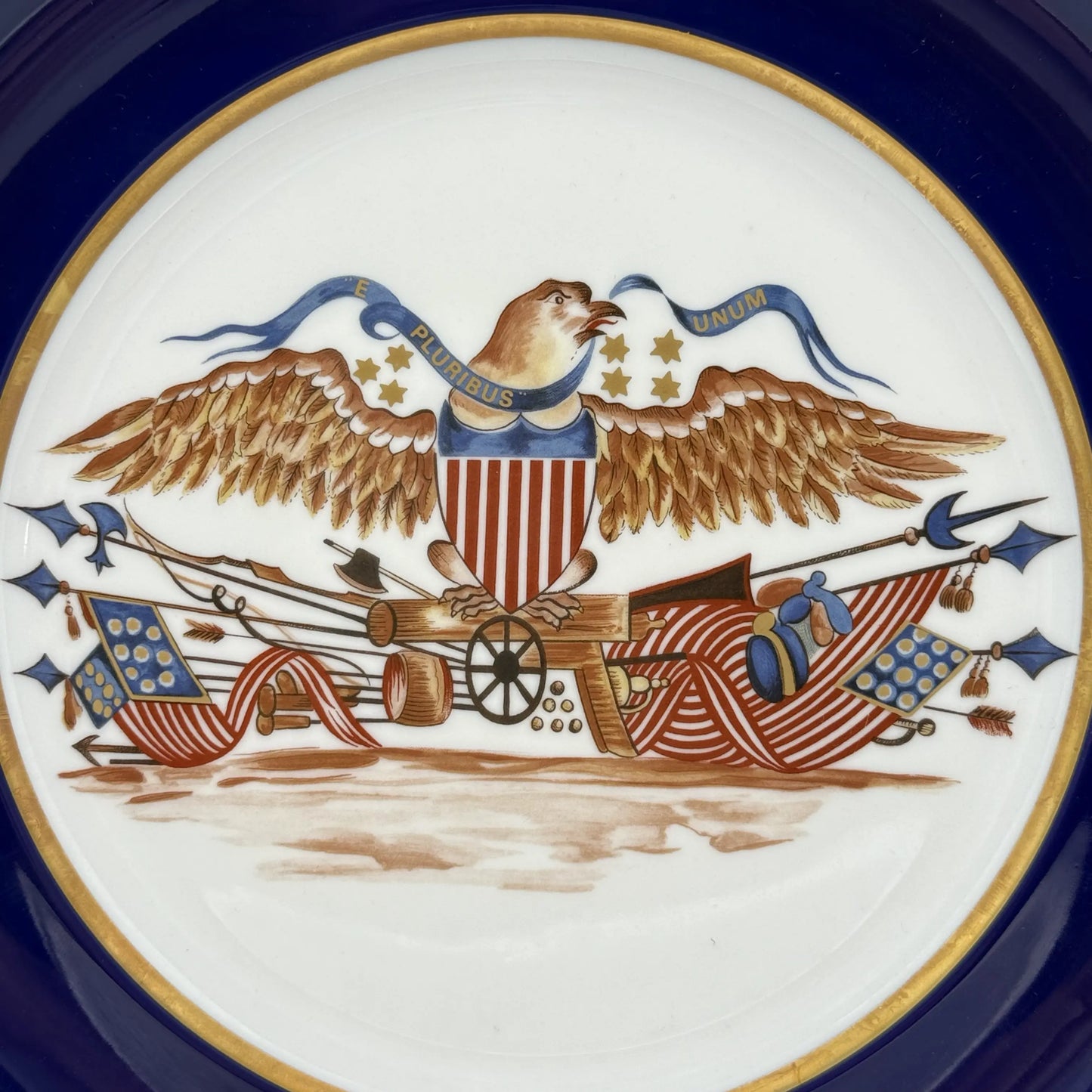 Plate with eagle with shield and banner