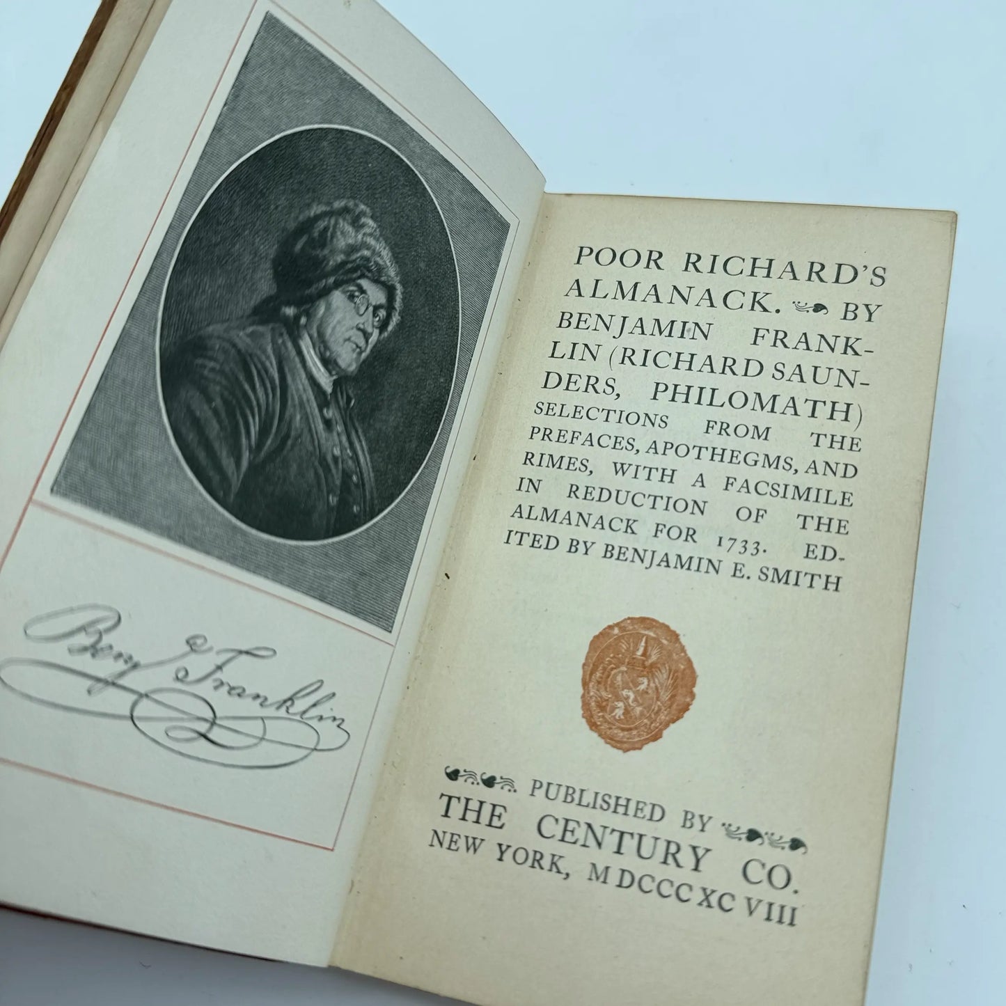 "Poor Richard's Almanack" — Reduced size version printed in 1898 by The Century Co.