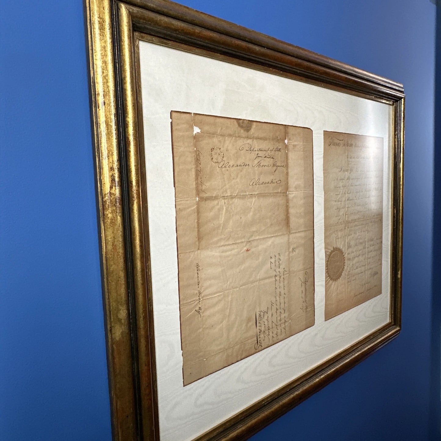 Presidential appointment signed by Thomas Jefferson and James Madison - 1807 - In an antique frame